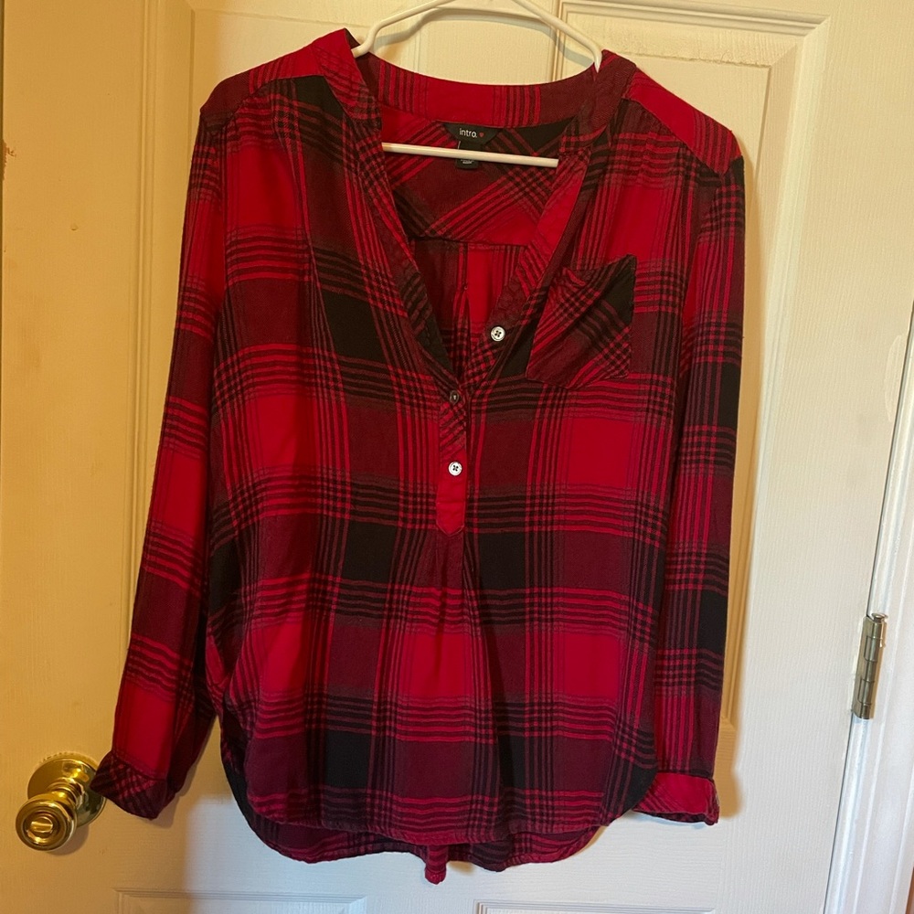 Red plaid button up